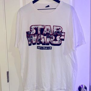 Star wars white graphic comic print